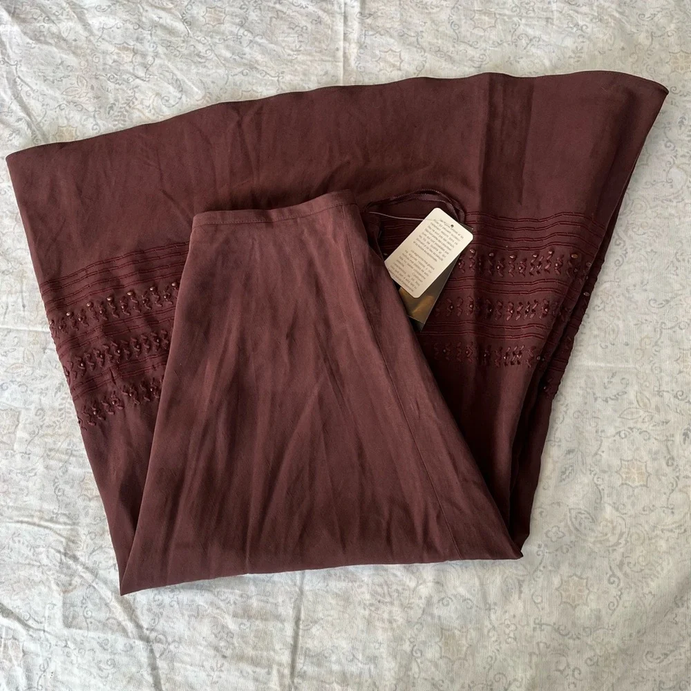 Jones‎ New York Brown A-Line Midi Skirt with Pleats for Casual Work